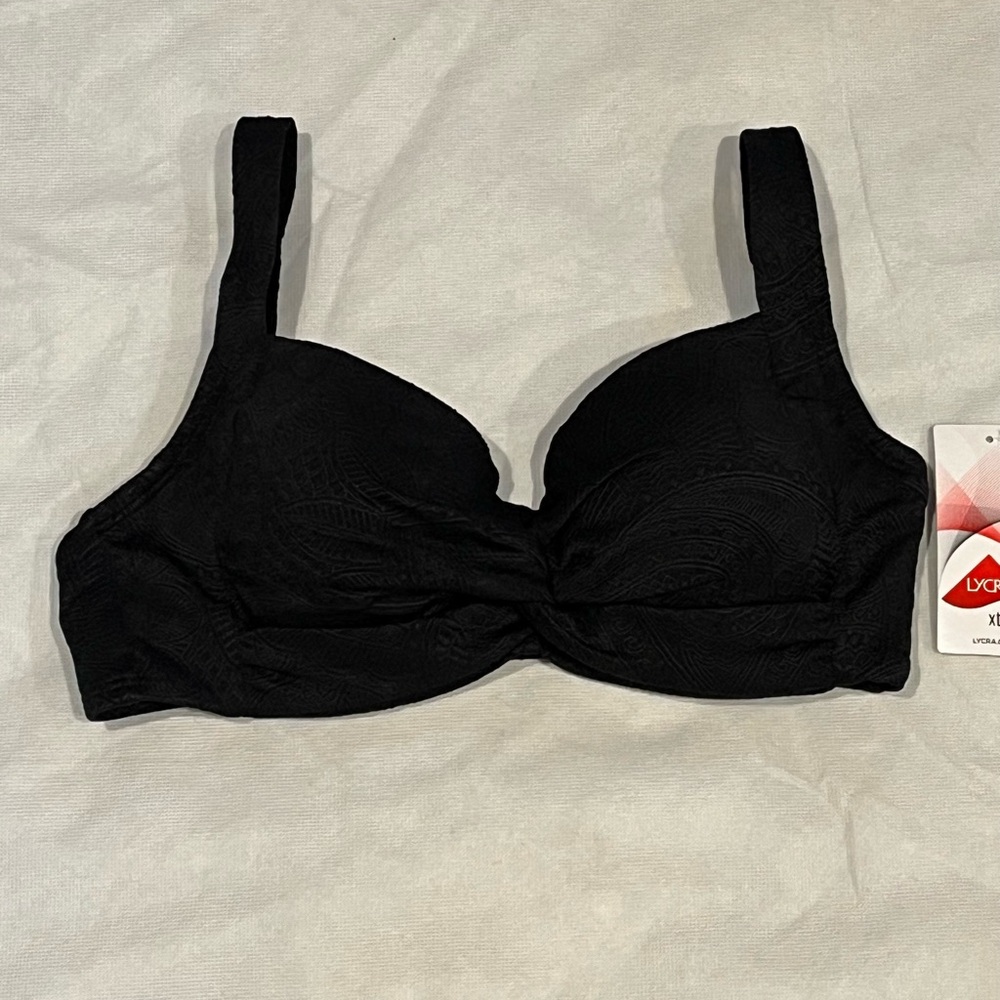 NWT LANDS’ END Women's Black Bikini Top sz 6